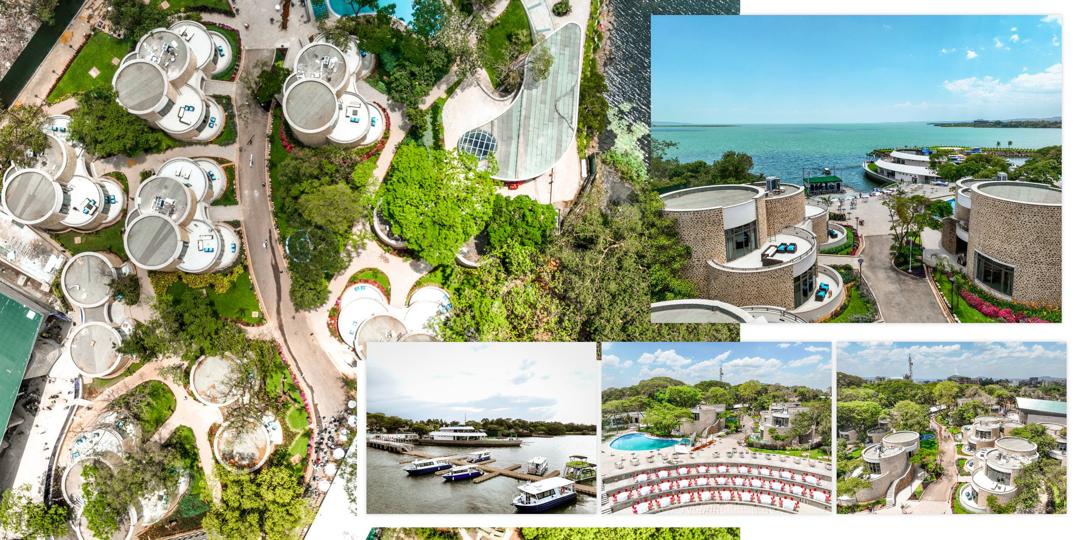 Aerial view of the resort complex
